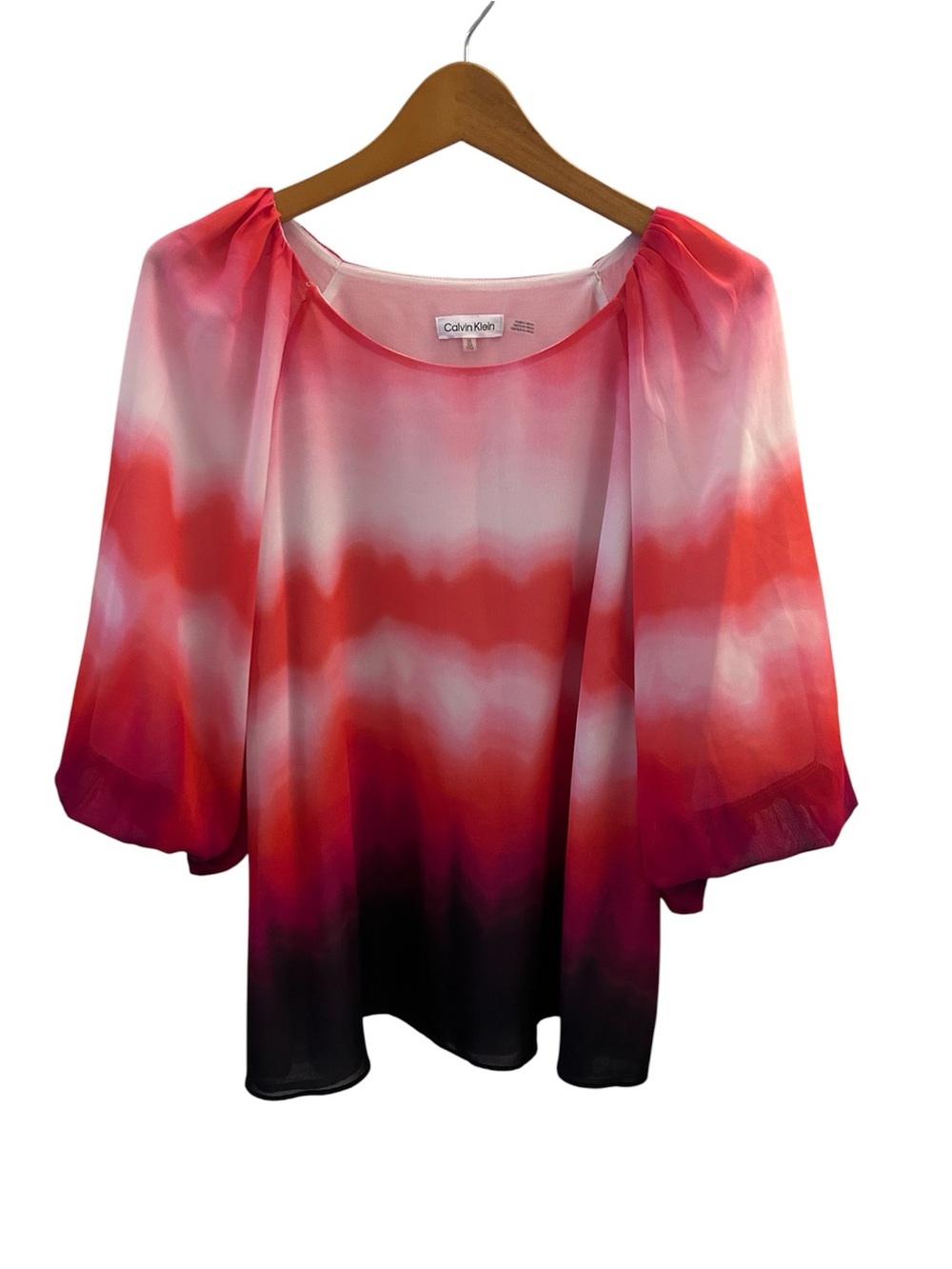 Calvin Klein Blush to Merlot Ombré Blouse 1X